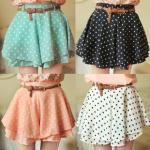 Chiffon Dot Short Mini Skirt With Belt [266]